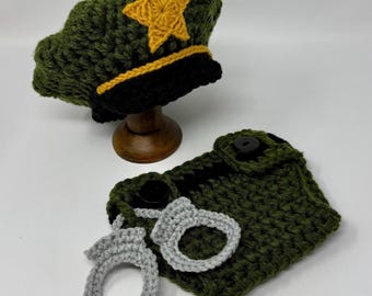 Baby Sheriff Outfit - Crochet Sheriff Costume - Baby Police Uniform - Newborn Police Outfit - Infant Police Outfit - Baby Shower Gift