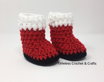 Crochet Baby Santa Boots: Newborn Christmas Photo Prop