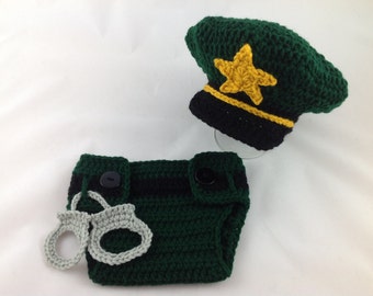 Baby Sheriff Outfit - Crochet Sheriff Costume - Baby Police Uniform - Newborn Police Outfit - Infant Police Outfit - Baby Shower Gift