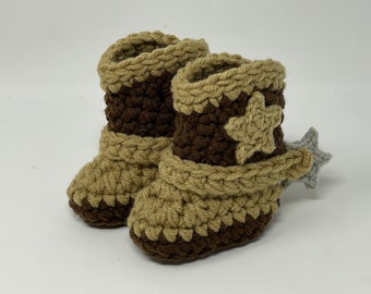 Baby Cowboy Boots - Newborn Cowboy Boots w/Spurs - Crochet Cowboy Boots - Infant Cowboy Boots - Baby Girl Cowboy Boots - Infant Cowgirl