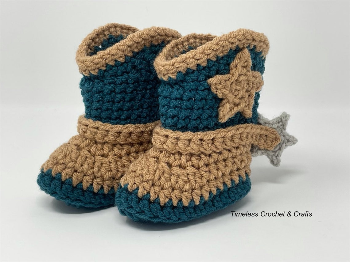 Newborn Cowboy Boots W/spurs Baby Cowboy Boots Crochet Etsy
