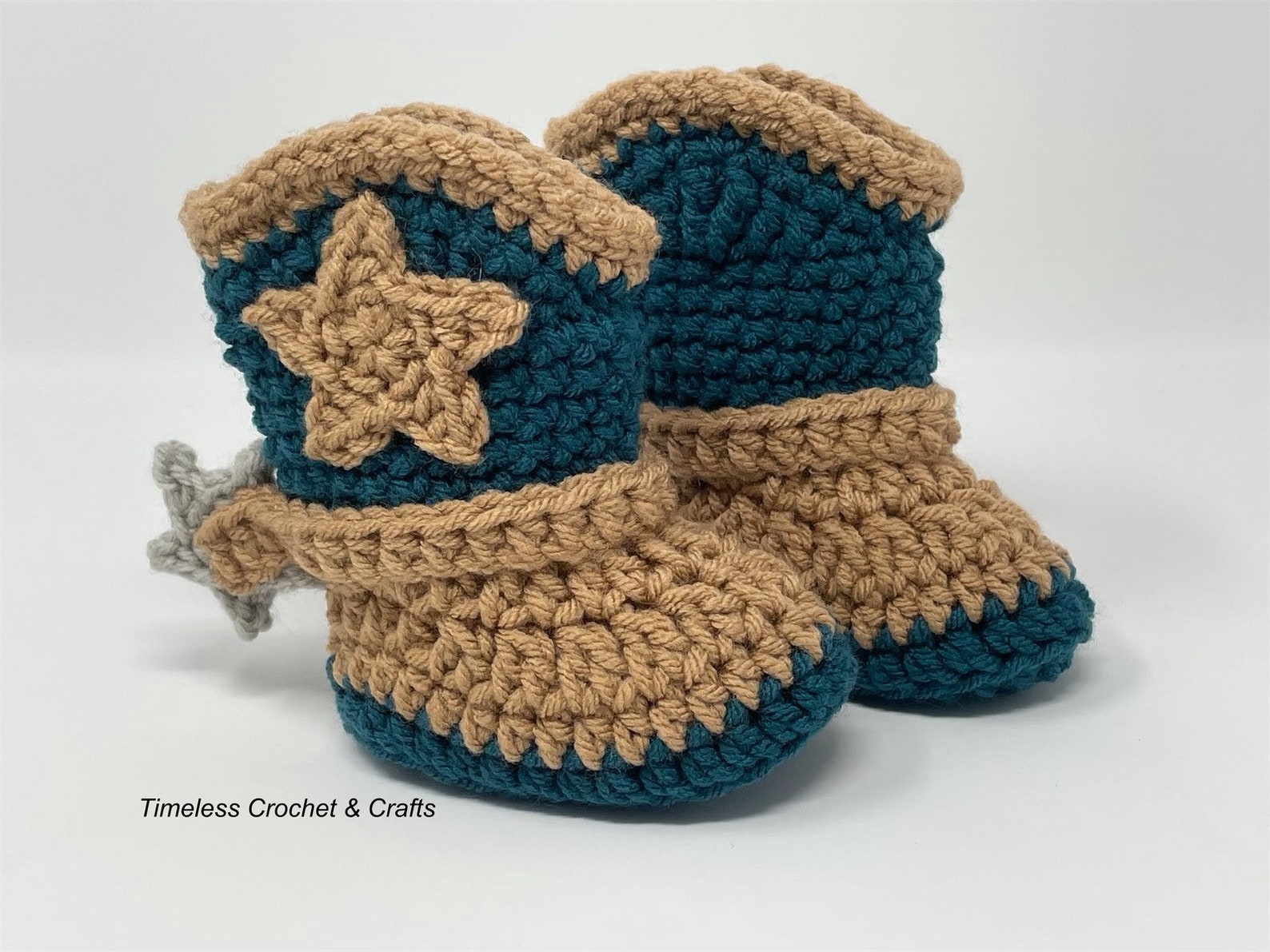 Newborn Cowboy Boots W/spurs Baby Cowboy Boots Crochet Etsy