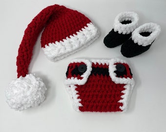 Baby Christmas Outfit - First Christmas Outfit - Baby Santa Outfit - Baby Santa Hat - Christmas Baby Outfit - Baby First Christmas Outfit