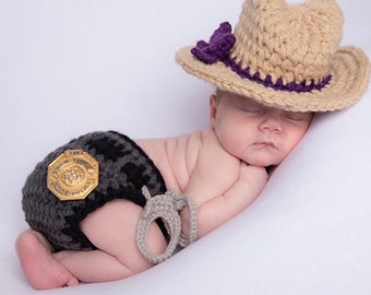 Baby State Trooper Outfit - Police Officer Baby - Deputy Sheriff - Baby Police Outfit - Baby Police - State Trooper - Bow