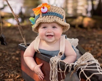 Infant Fishing Hat - Baby Fishing Baby - Fisherman Hat - Newborn Fishing - Fishing Hat - Fishing Bobber - Fisherman Baby Shower - Fisherman
