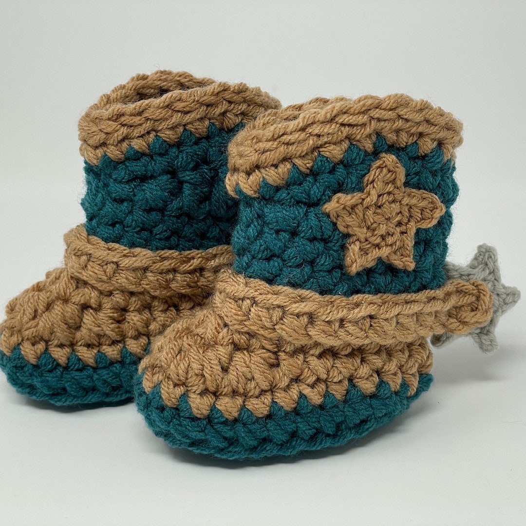 Newborn Cowboy Boots W/spurs Baby Cowboy Boots Crochet Cowboy Boots