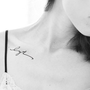 Custom Calligraphy Tattoo Design Permanent Tattoo Collarbone Tattoo by Pasadya image 1