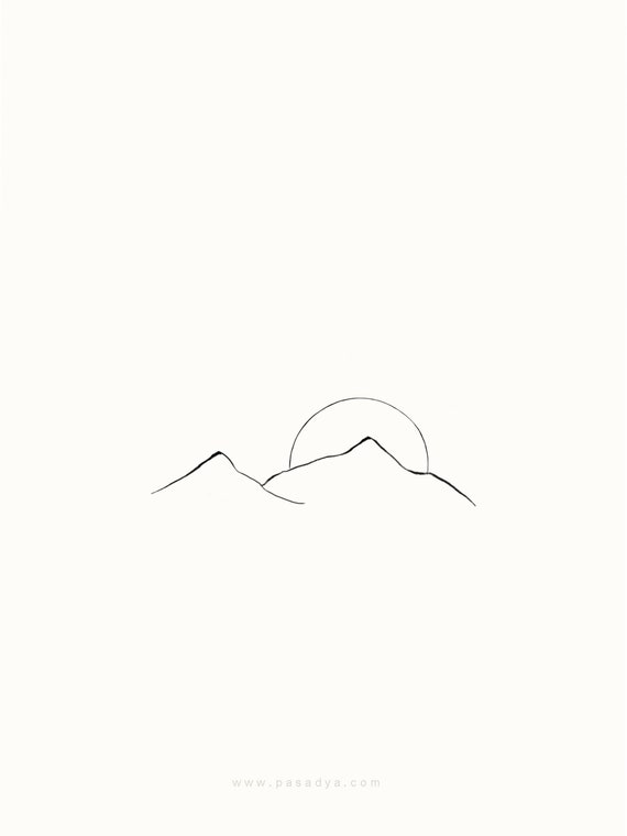 Sunrise Sunset Mountain Tattoo Minimal Mountains Tattoo Design by Pasadya -  Etsy Canada