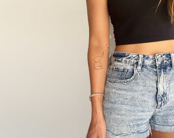 Cute Elephant Star Tattoo Design - Custom Single Needle Tattoo Design by Pasadya