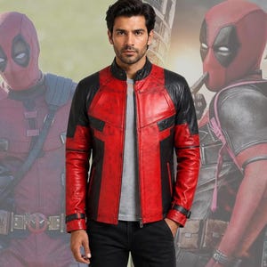 Deadpool 3 Wolverine Läderjacka: Ryan Reynolds Cosplay Kostym Röd Svart