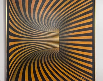 Orange and black spiral optical illusion