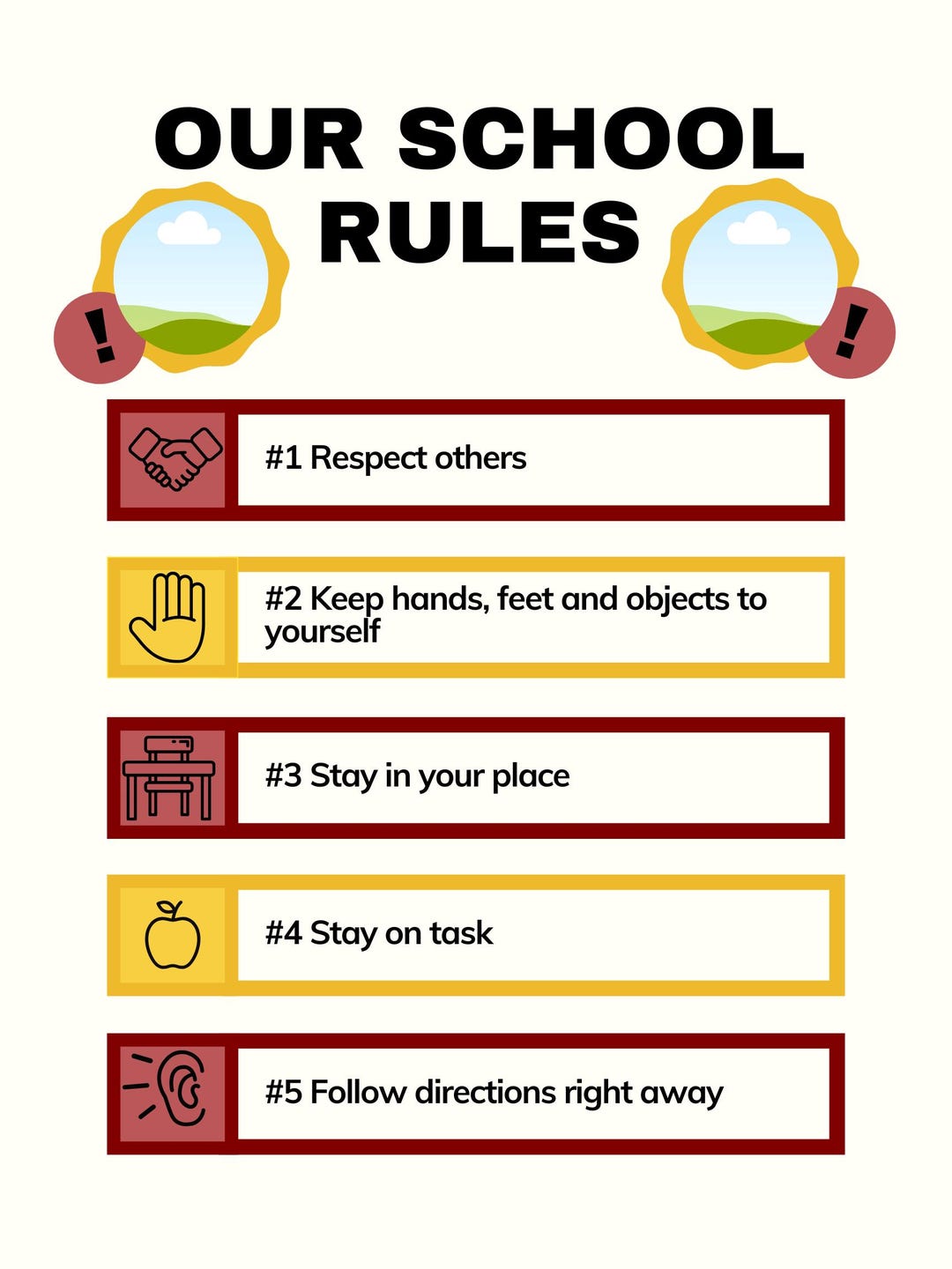 School Rules Poster Template - Etsy