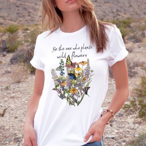 Naturalist Butterfly Garden tee shirt, Native Plants, Swallowtail habitat, Ecology, Conservation, Positivity, Save the Bees, garden gift,