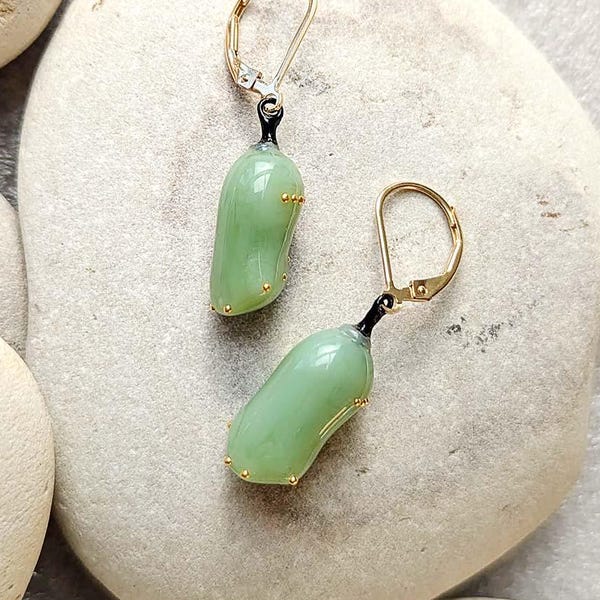Monarch Chrysalis Earrings—24k gold & glass Monarch Butterfly Jewelry—A Gift with Meaning! Butterfly Art Gardener's Gift Conservationist