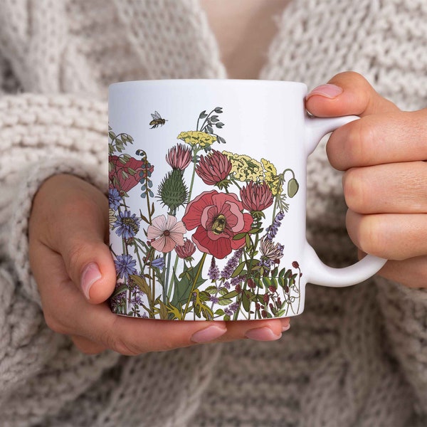 Busy Bees Mug, 11oz, Save the Bees, Protect Our Pollinators, Celebrate Nature in Your Garden with this Calming Cup of Coffee or Tea