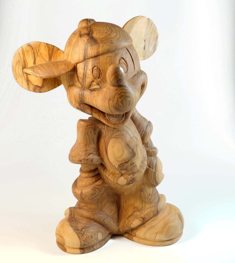Mickey mouse Disney cartoons olive wood carving Mickey Etsy