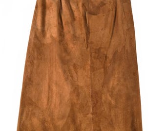 Vintage Peruvian Connection x Brenda Kett Wildlederrock Größe 12 70er Jahre Boho Fairy Prairie