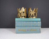 Vintage Brass Pillar Candle Surrounds Mid Century Nautical Style Candle Holders Coastal Beach House Decor Pair Set of Two Shelf Decor