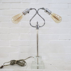 Vintage Lucite Double Lamp // Lucite Acrylic Plastic Table Lamp, Adjustable Desk Task Lamp, Art Deco Nouveau Lighting, Mid Century Modern