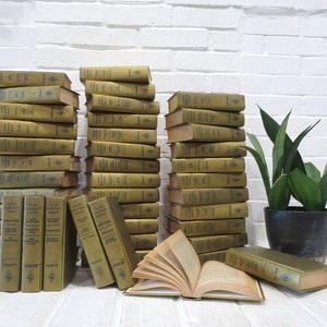 Golden Harlequin Books // SET OF 10 Vintage Gold Metallic Hardcover Books, Romance Novels, Bookshelf Filler, Mid Century Glam More Available