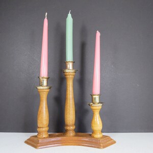 Vintage Holz Candelabra Rustikaler primitiver Dreier | Etsy