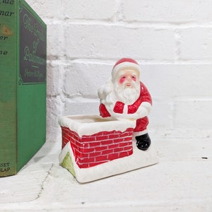 Norcrest Santa Planter // Vintage Santa and Chimney Pottery Ceramic Planter Vase Norcrest Fine China Japan