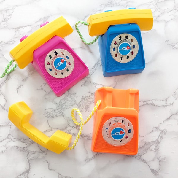 Vintage Toy Phone // Colorful Rotary Toy Phone Handi-Craft Plastic Child's Phone Toy, Nursery Kid's Room Decor, 1980's Nostalgia Choose One