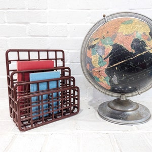 Vintage Yaffa File Rack // Retro Mod Brown Plastic Paper Sorter, Desk Organizer Rack Mid Century Modern Grid Design Mini Catch All 1983
