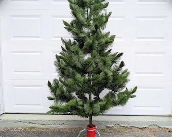 Vintage 6.5ft Christmas Tree // Artificial Green Tree, Evergreen Wire Wood Holiday, Rustic Primitive 1960's 1970's American Pines Spruce