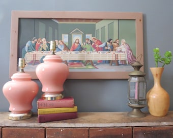 Peinture par numéro de la Cène vintage//Réplique de peinture amateur encadrée Renaissance, grande impression PBN Art rétro religieux chrétien catholique