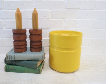 Mid Century Heller Ice Bucket // Vintage Yellow Plastic Ice Bucket Bin, Modern Mod Barware, Retro Sunshine Yellow Servingware Entertaining