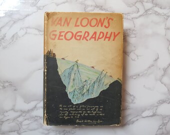 Van Loon's Geography Book // Antique 1932 Geography Book, Art Deco Illustrations Colored Book Plates, World Maps Hendrik Willem van Loon