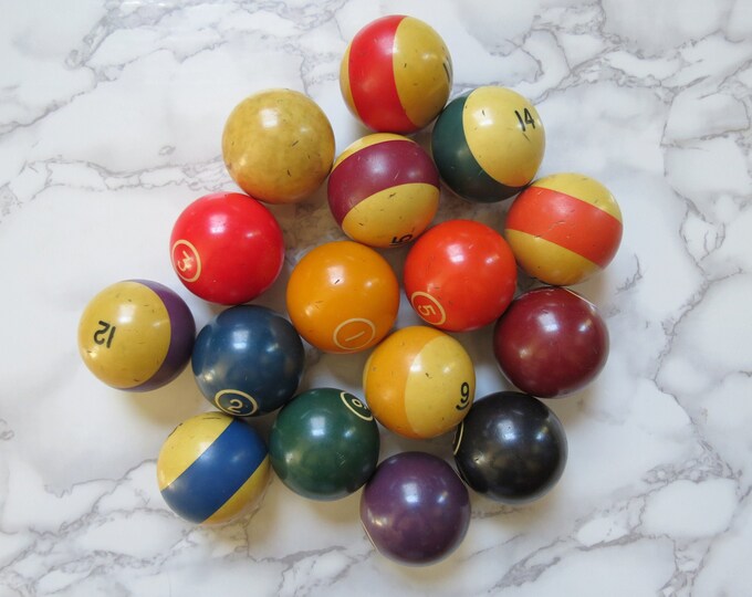 Vintage Pool Balls Set // Billiard Balls Full Set, Billiards Equipment