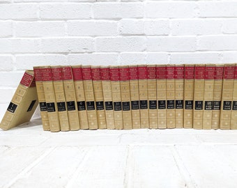 Vintage Encyclopedia Set // 1960's Reader's Digest Book Set, Leather Style Binding, Shelf Fillers 24 Vol. Office Decor Book Prop Centerpiece