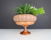 Vintage Copper Pedestal Dish Shiny Copper Metal Plant Stand or Candy Dish, Mid Century Modern Retro Home Decor Glam Metallic Coppercraft