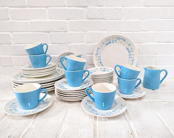 ブルーヘブン チャイナ 食器 7人用 // ヴィンテージ ミッド