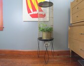 Vintage Prevue Hendryx Bird Cage Mid Century Style Black and Gold Bird Cage with Hairpin Leg Stand Plant Holder Jungalow Round Tall