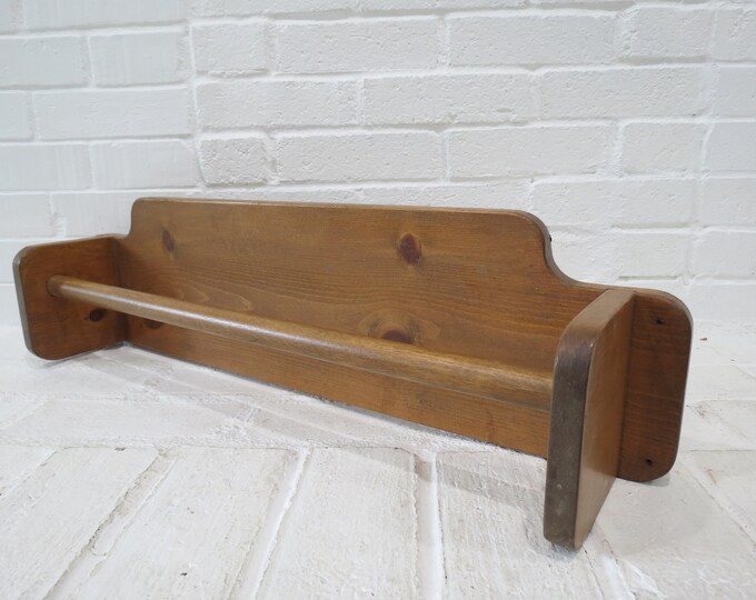 Vintage Wooden Towel Rack // 28 Rustic Wallmount Towel Bar, Drying Rack, Towel Hanger, Folk Art