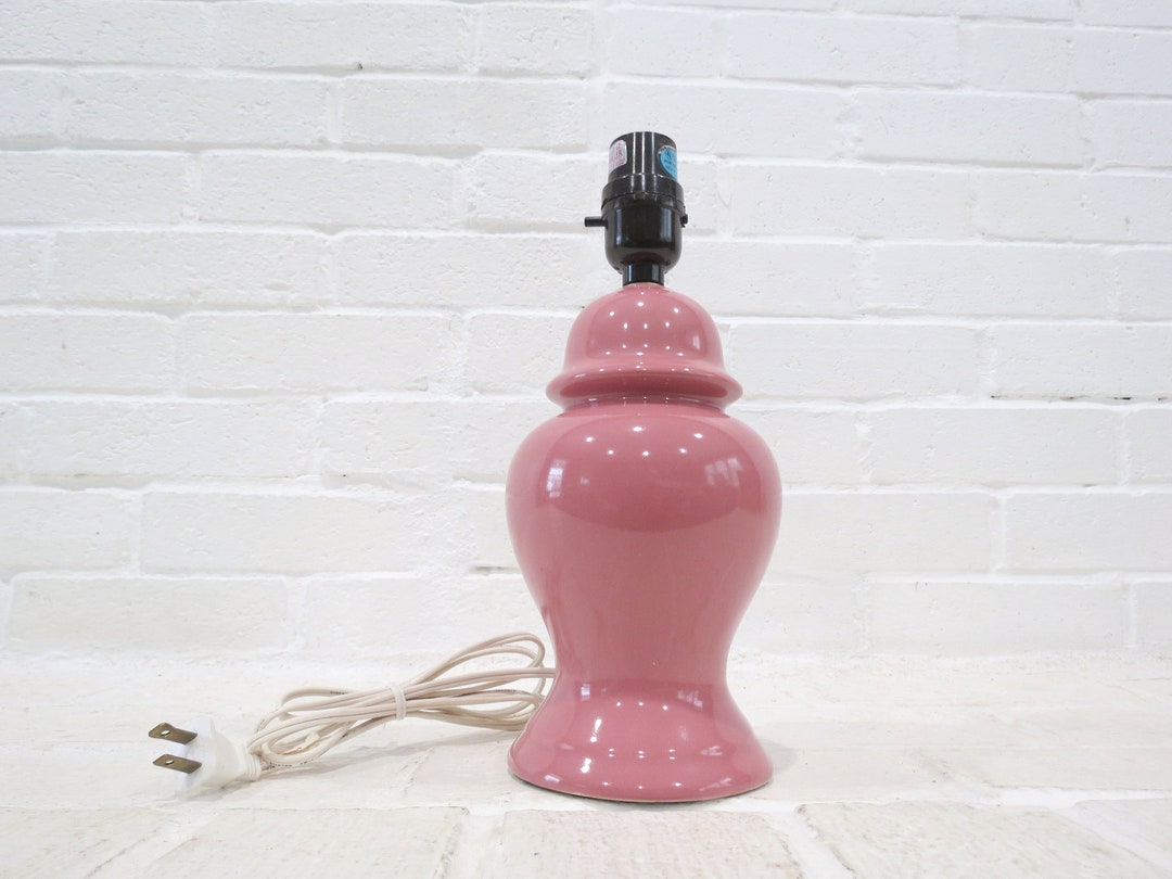 Pink Ginger Jar Lamp // Vintage Dusty Pink Glaze Pottery Table Etsy