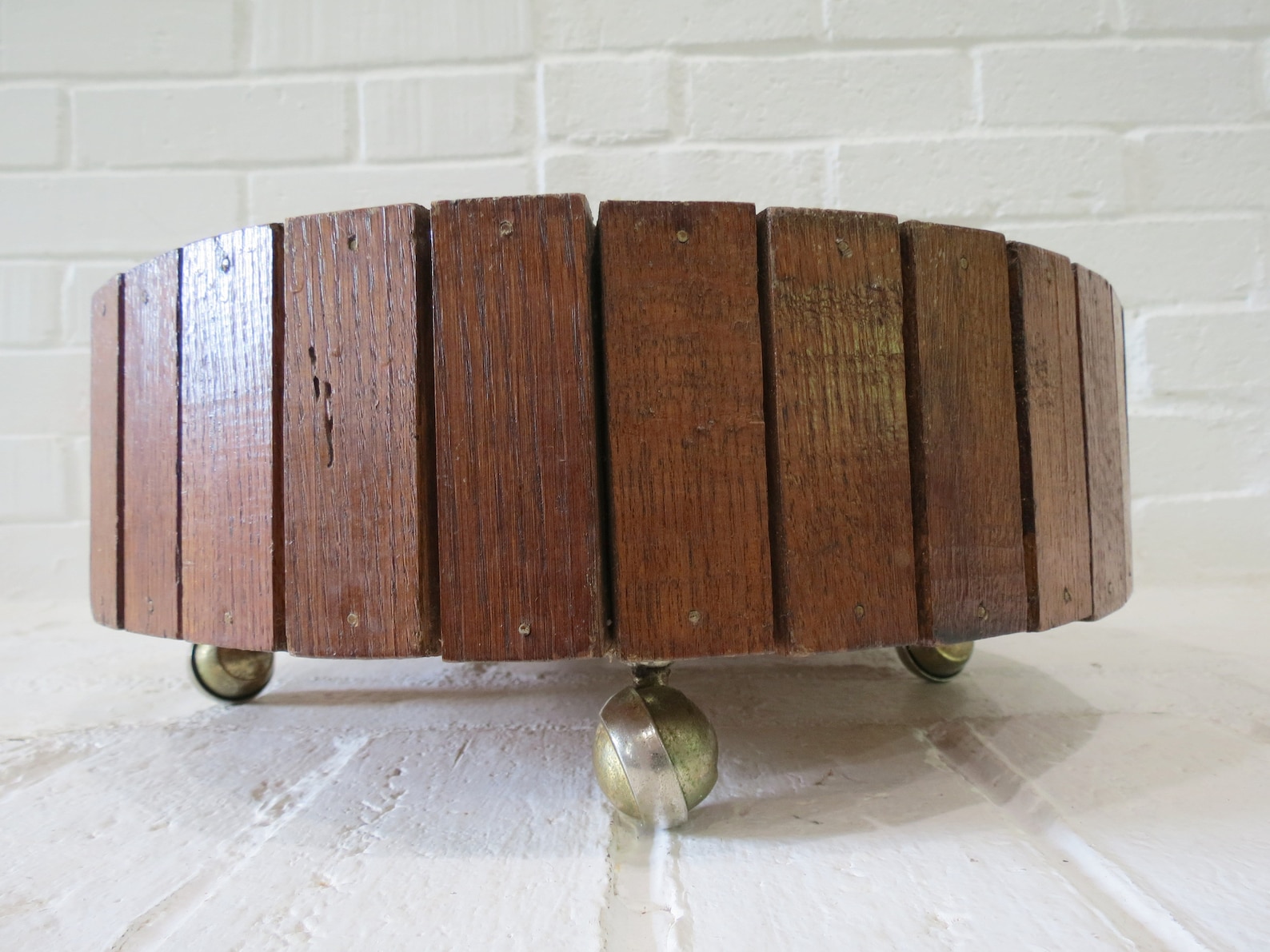 Vintage Rolling Plant Stand // Mid Century Slat Wooden Plant Holder ...