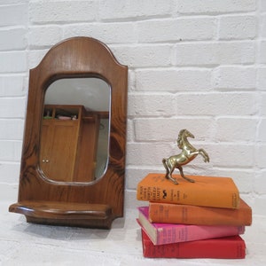 Vintage Mirror With Shelf // Wooden Framed Wall Hanging Small - Etsy