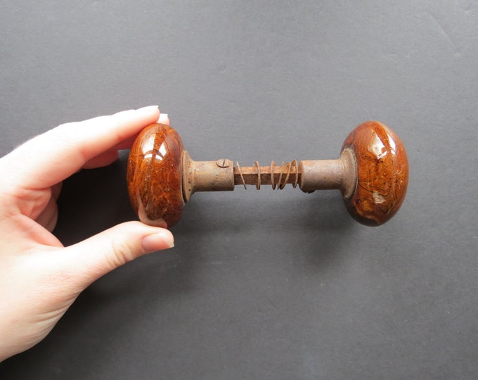 Antique Brown Porcelain Door Knob // Vintage Faux Marble Etsy