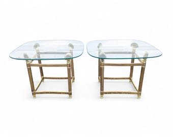 真鍮製サイドテーブル　ガラス　アンティーク 真鍮製サイドテーブル ガラス アンティーク 1970-80's ヴィンテージ