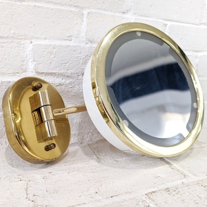 Vintage Magnifying Mirror // Baci by Remcraft Swiveling Lighted Articulated Wall-Mount Makeup Cosmetics Mirror, Bathroom Vanity Light 1970&#39;s