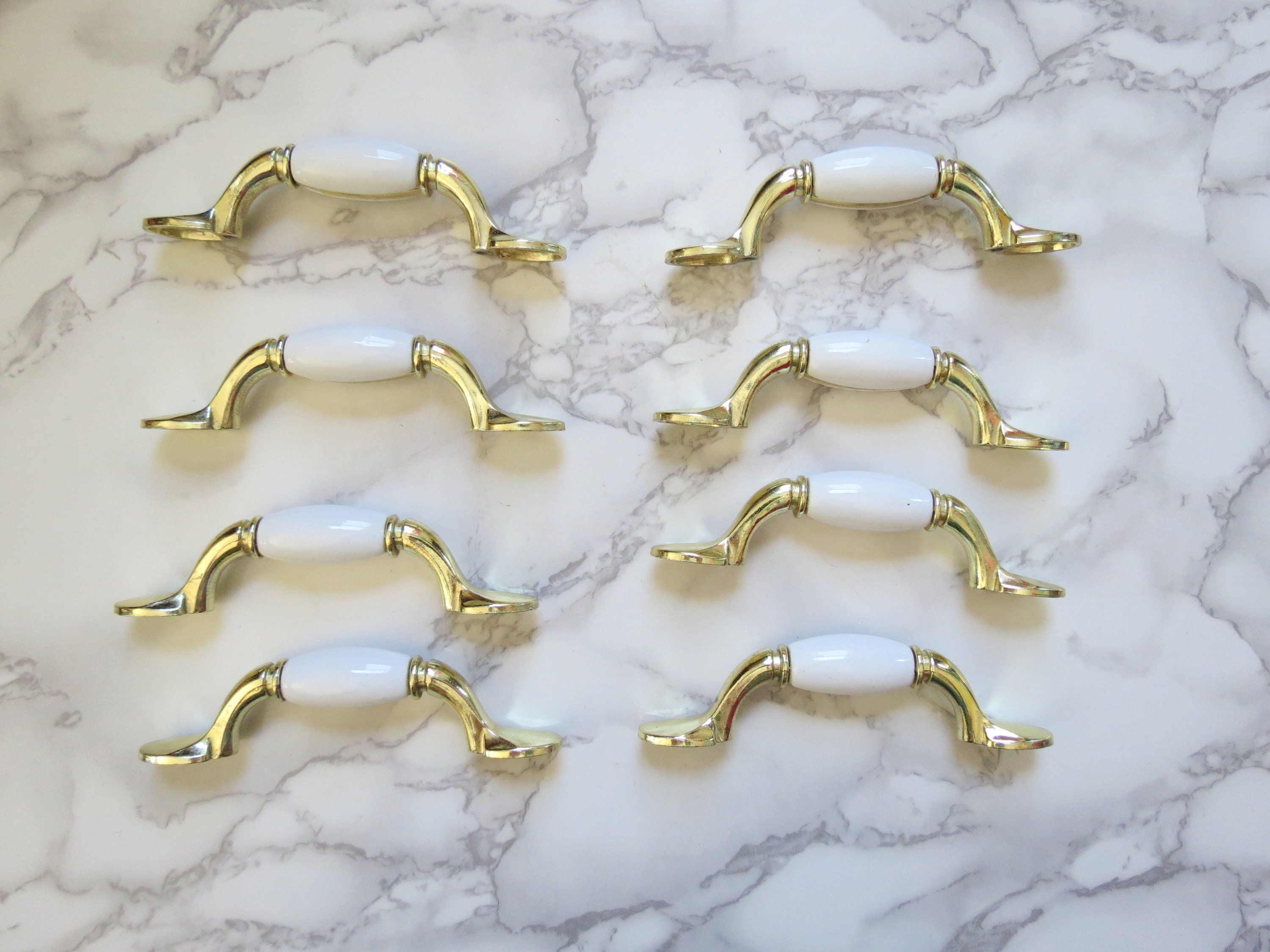 8 Vintage Messing Schubladengriffe / KüchenschrankGriffe Set | Etsy