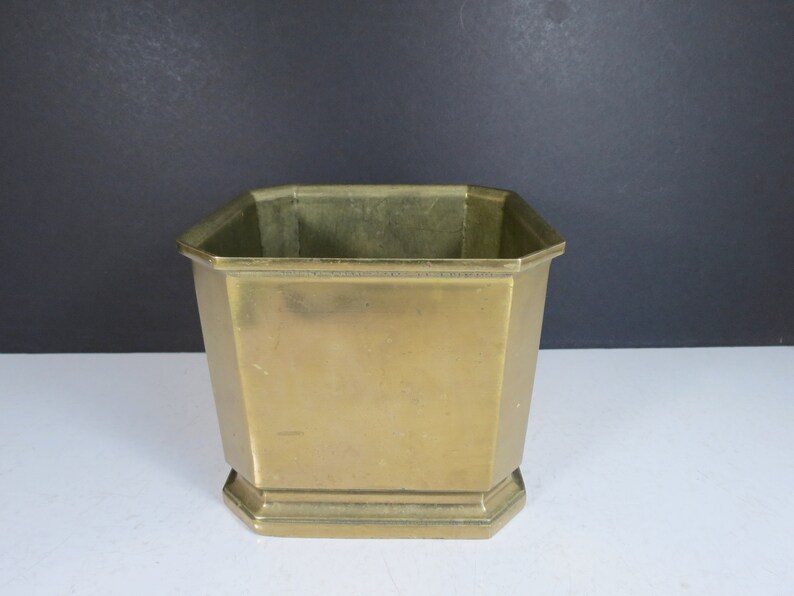 Indoor Gardening Planter Vase Succulent Holder Bowl Heavy Brass Planter Vintage Square Brass Flower Pot Rustic Tarnished Patina