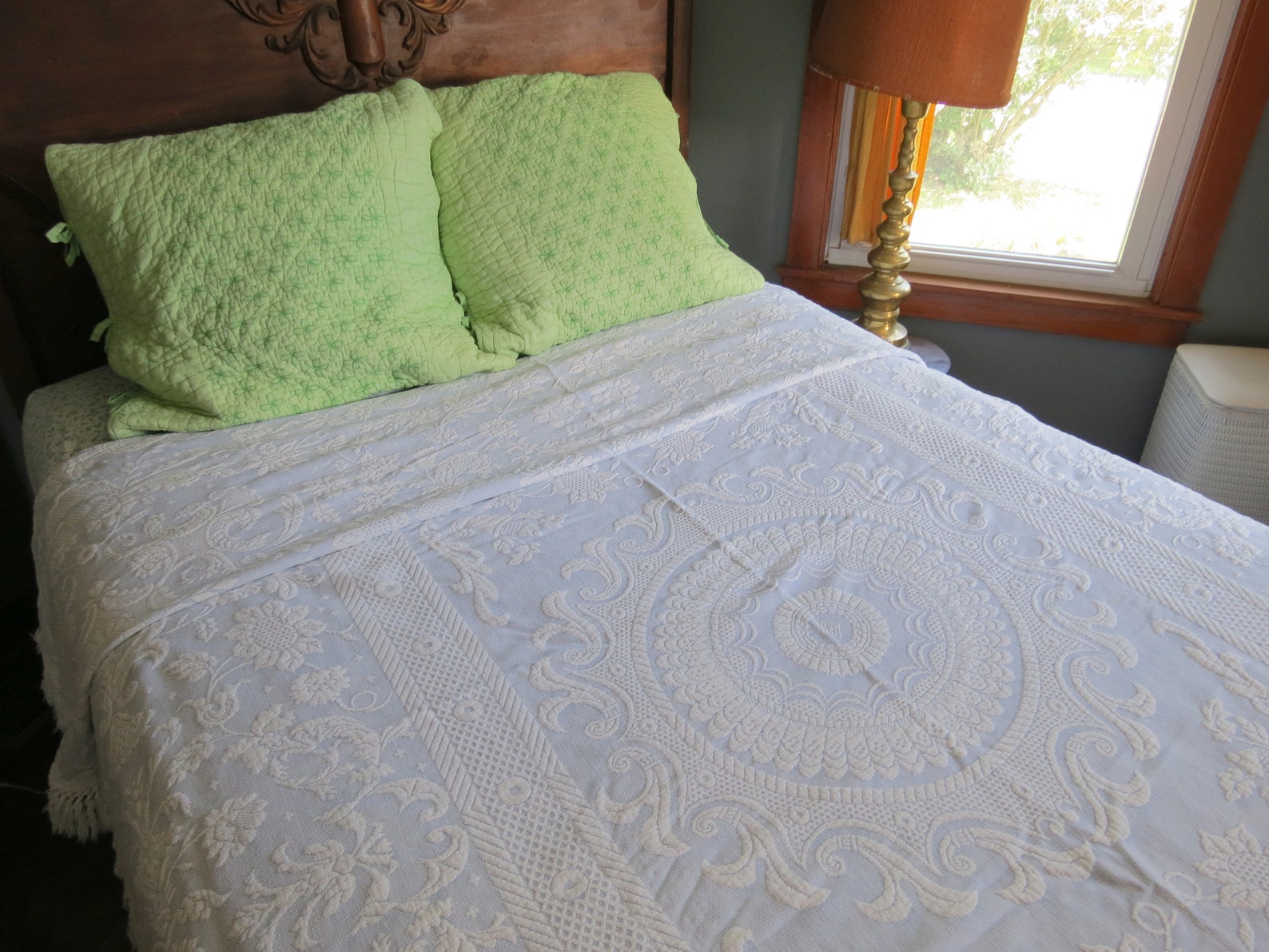 Bates Chenille Bedspread // Vintage Queen Elizabeth Blue and Etsy