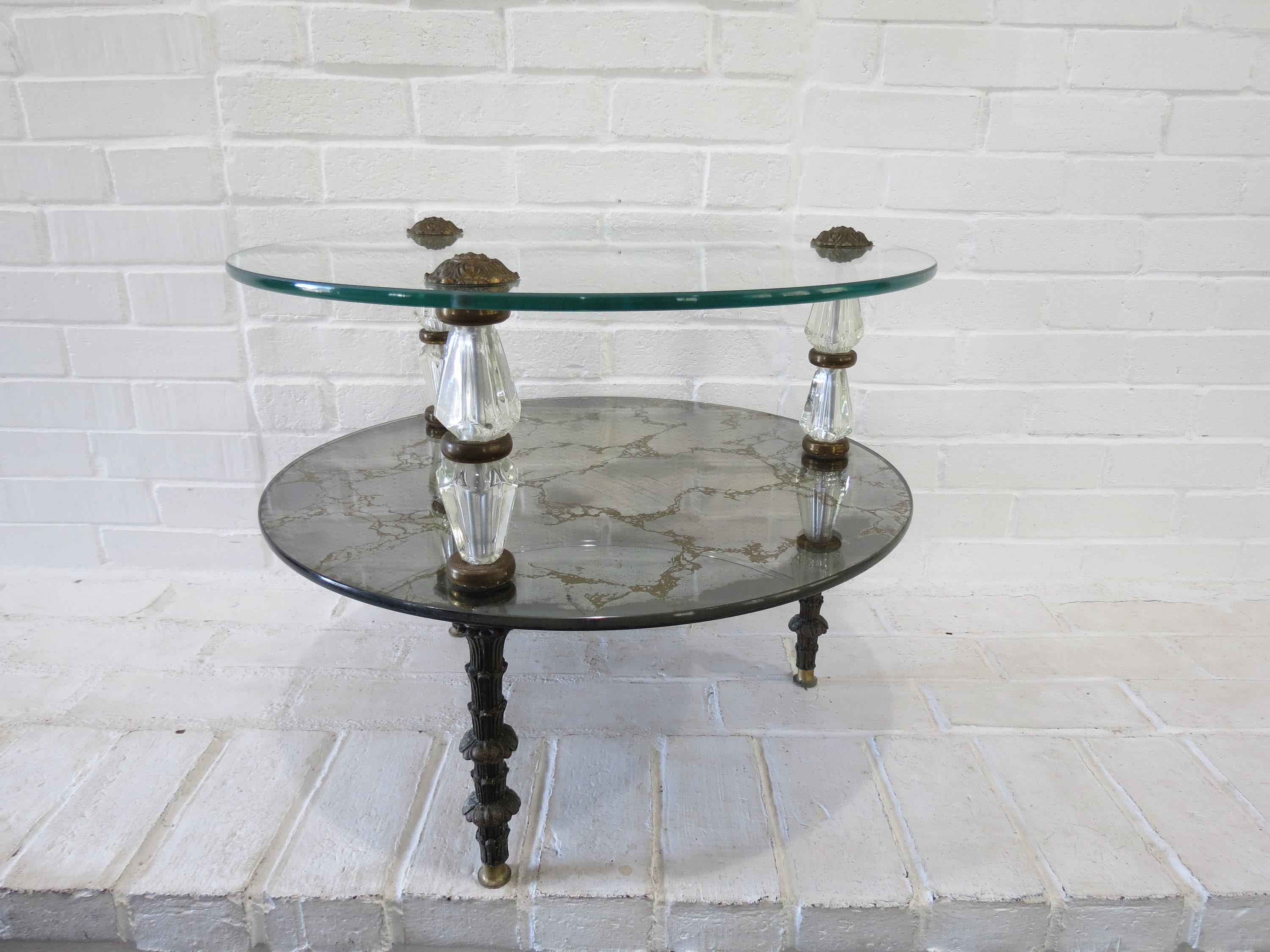 Cristal Arte - Cristal Art Glass Table with Chess Board and Musical Motif,  circa 1955