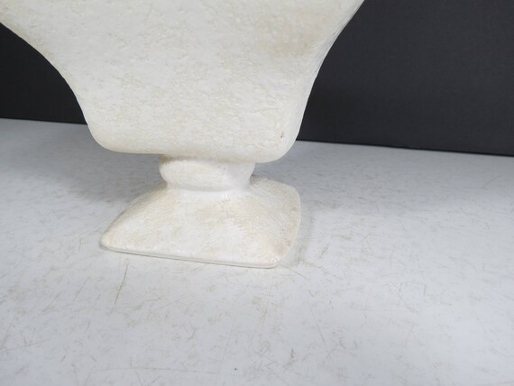 Vintage Pottery Pedestal Dishmid Century Modern White And Pink