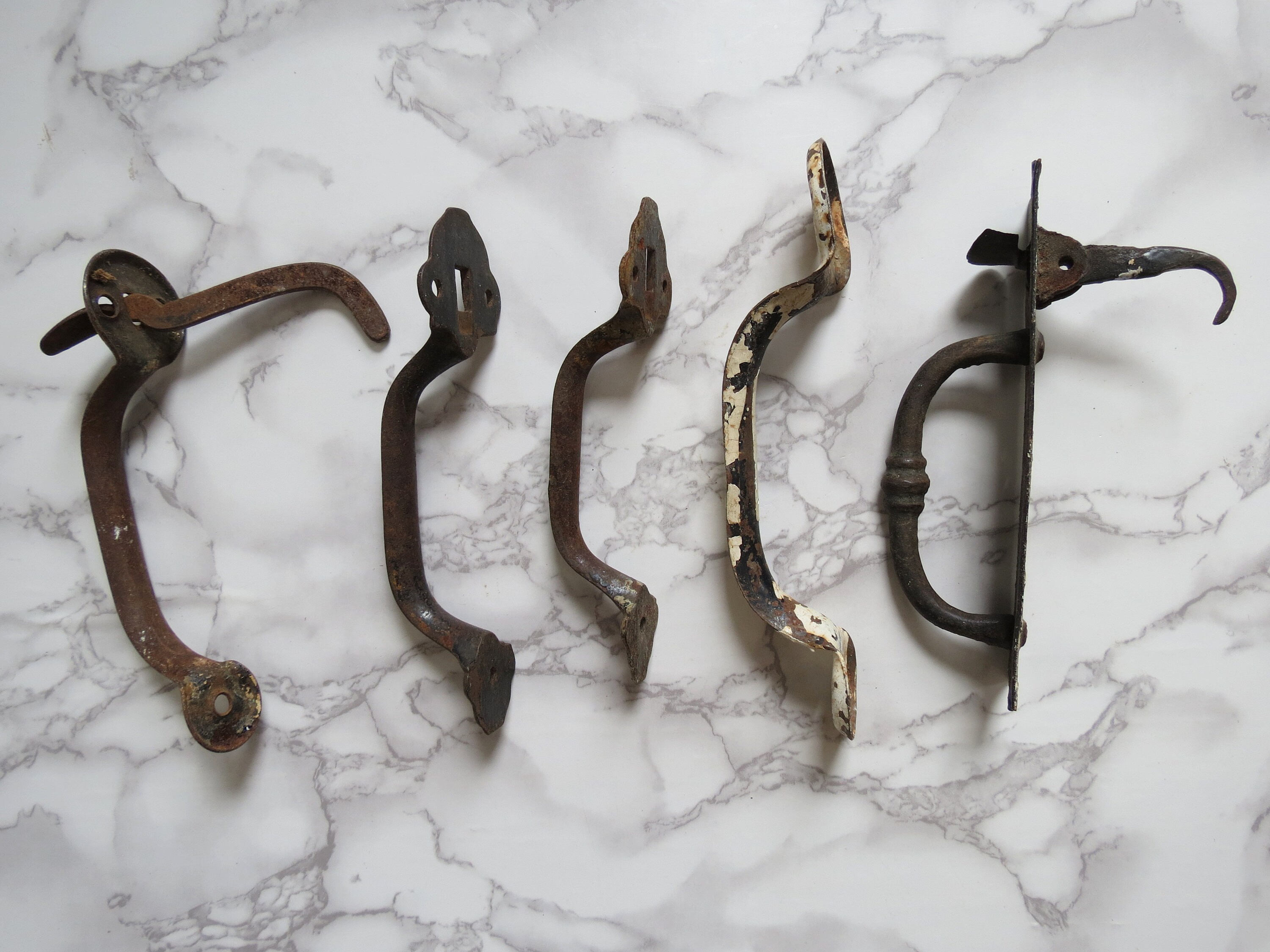 Antique Door Handles Collection // Rustic Set of Five Worn Etsy